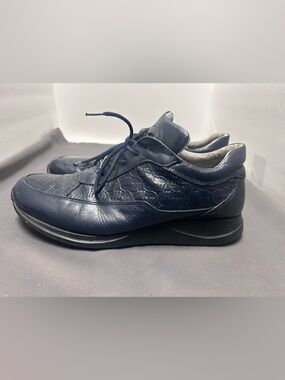 Mauri Blue  Italian Leather Alligator Crocodile Shoes Sneakers 8900 Size 12